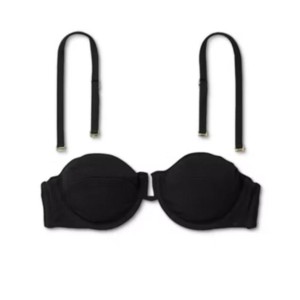 Women's Shade & Shore Black Balconette Underwire Crepe Bikini Top- Size 34C - Picture 9 of 10